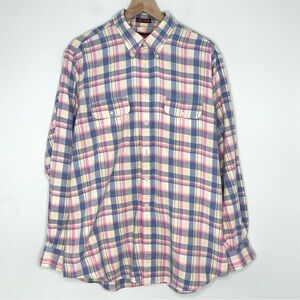 Vintage Nordstrom 100% Cotton Flannel Long Sleeve XL Purple/Pink Button Down